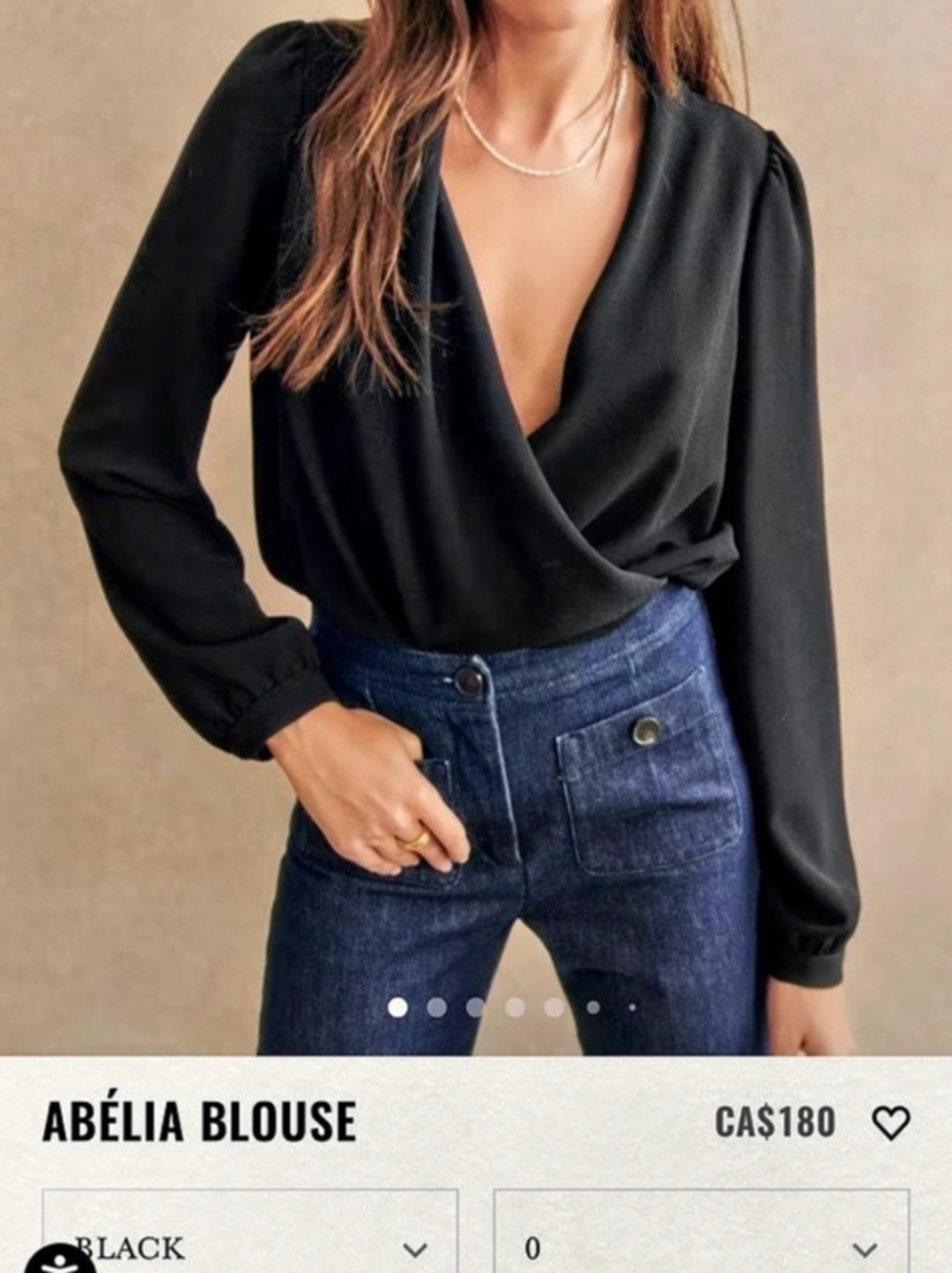 Sézane gaya Blouse Wrap Blouse in Black Size 2